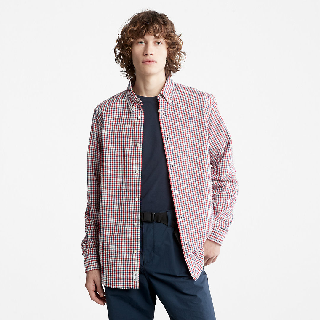Timberland Mens Seersucker Gingham Shirt for Men in Blue