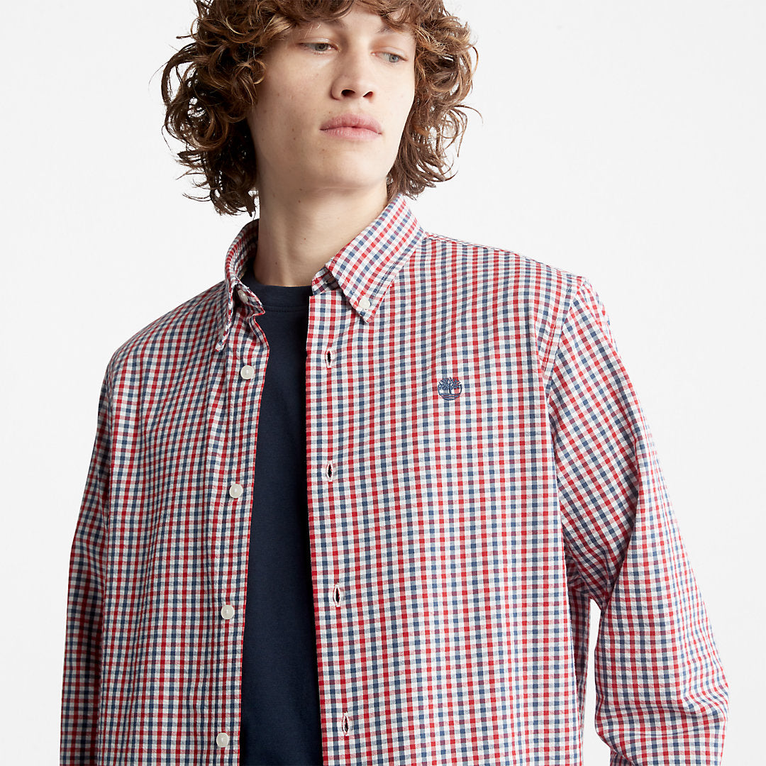 Timberland Mens Seersucker Gingham Shirt for Men in Blue