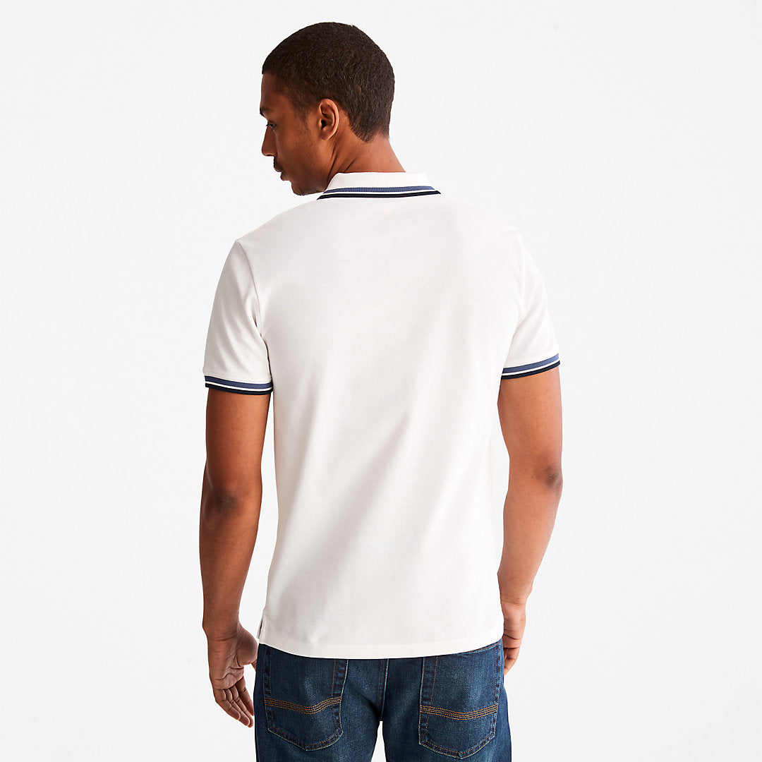 Timberland Mens Millers River Tipped Polo Shirt for Men in White