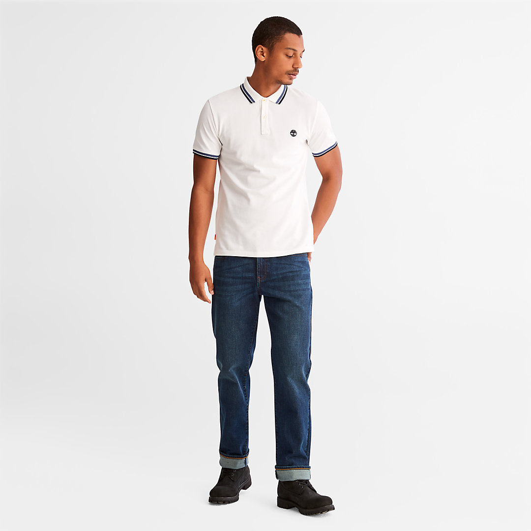 Timberland Mens Millers River Tipped Polo Shirt for Men in White