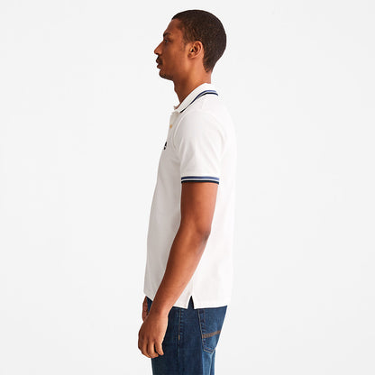 Timberland Mens Millers River Tipped Polo Shirt for Men in White
