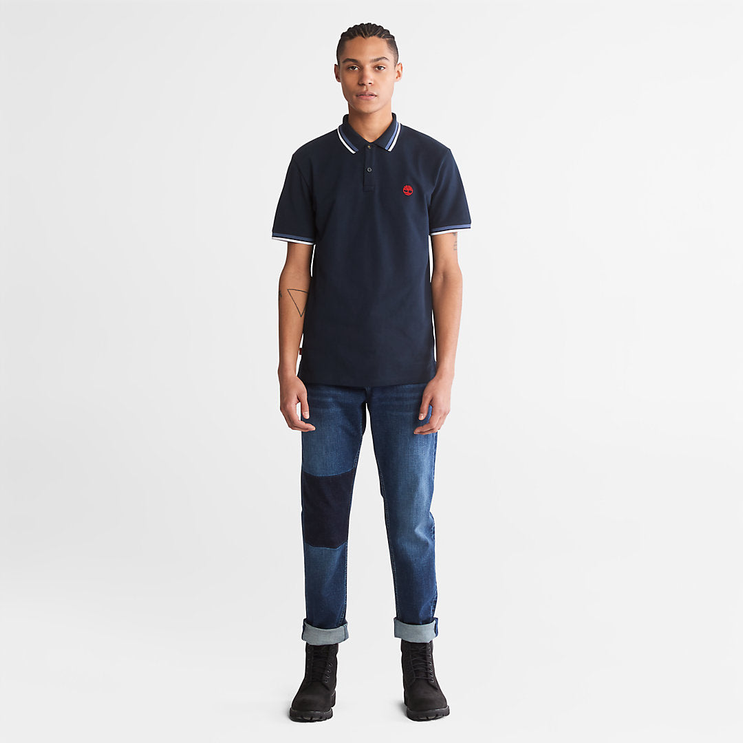 Timberland Mens Millers River Tipped Polo Shirt for Men in Navy