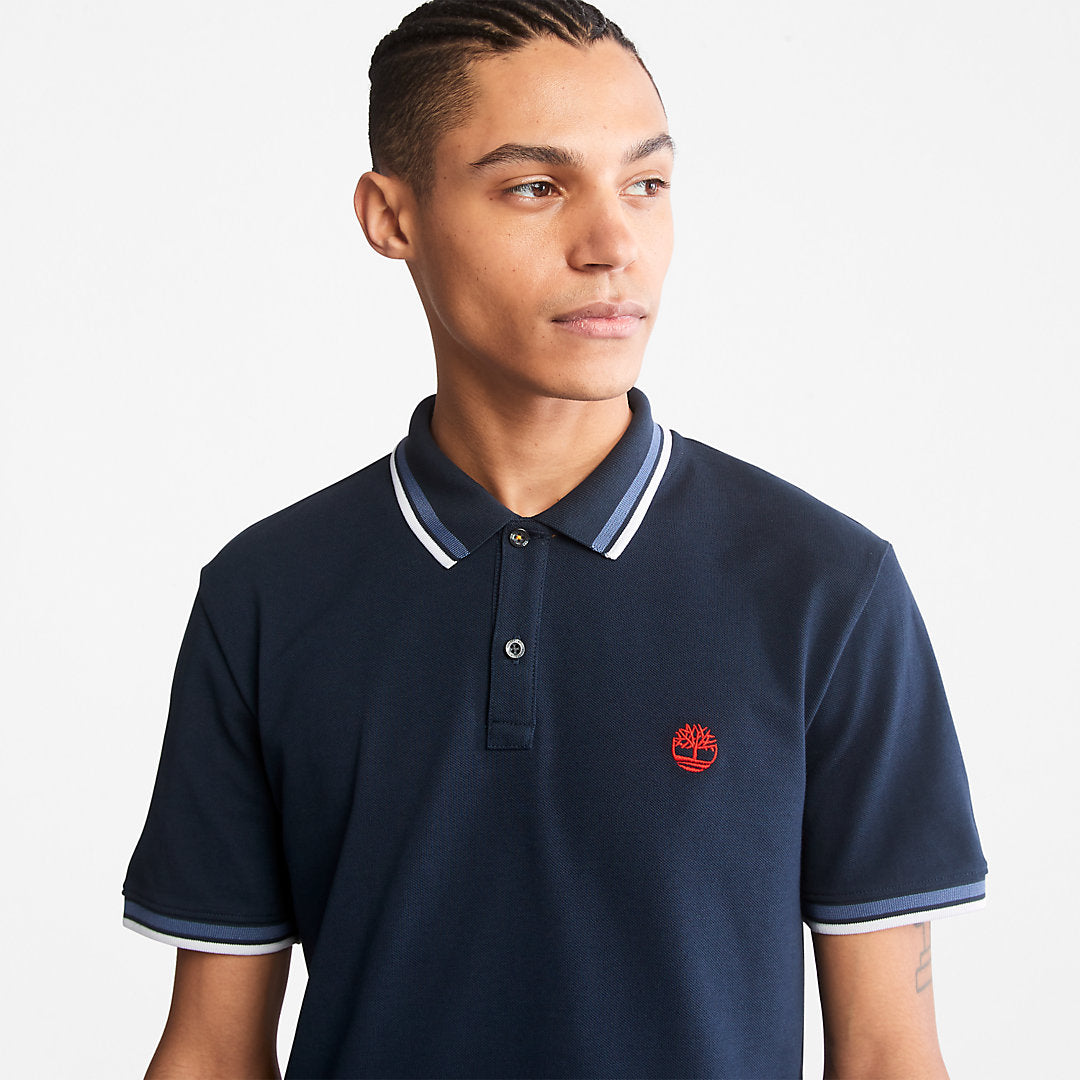 Timberland Mens Millers River Tipped Polo Shirt for Men in Navy