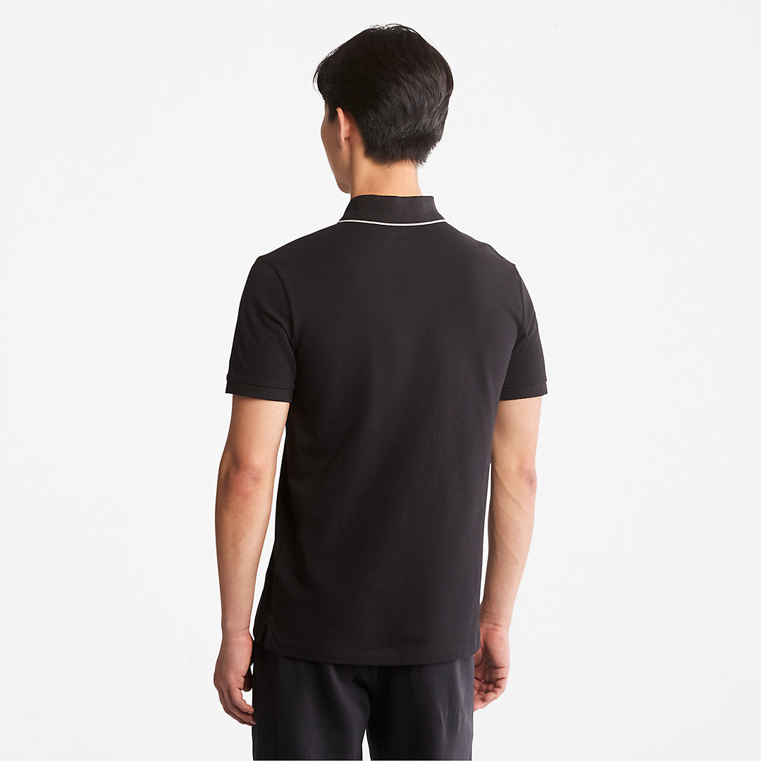 Timberland Mens Millers River Print-Collar Polo Shirt for Men in Black