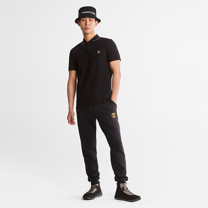 Timberland Mens Millers River Print-Collar Polo Shirt for Men in Black