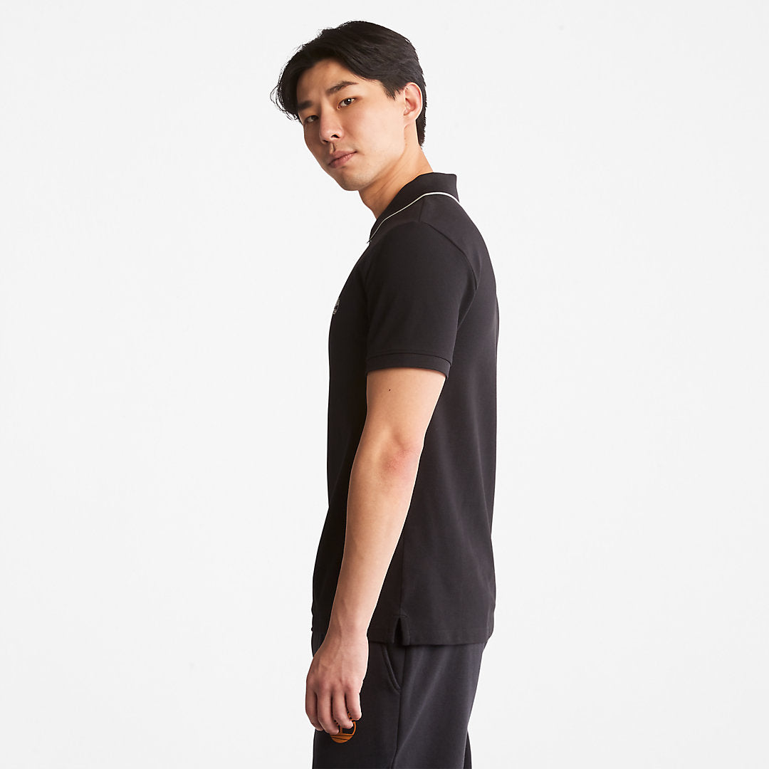 Timberland Mens Millers River Print-Collar Polo Shirt for Men in Black