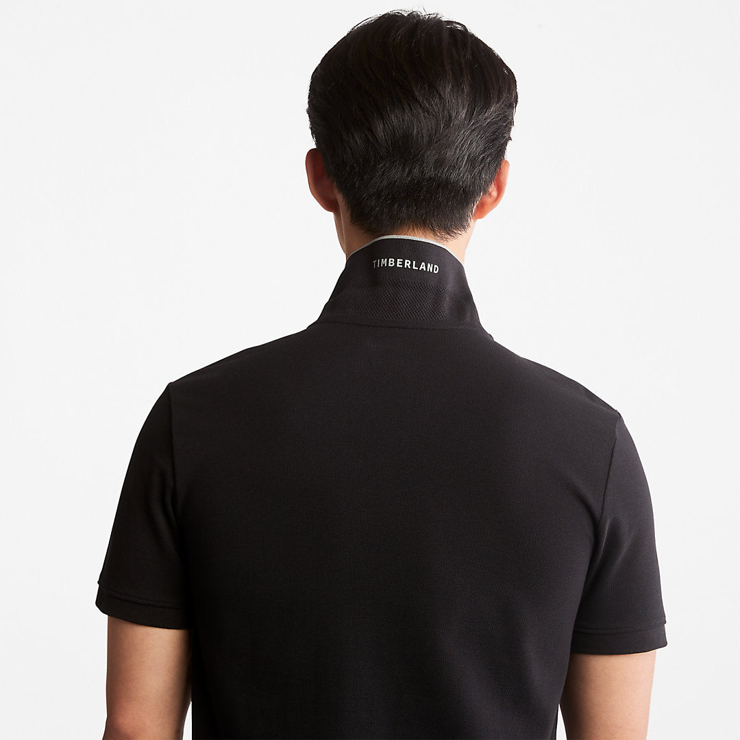 Timberland Mens Millers River Print-Collar Polo Shirt for Men in Black