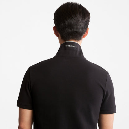 Timberland Mens Millers River Print-Collar Polo Shirt for Men in Black