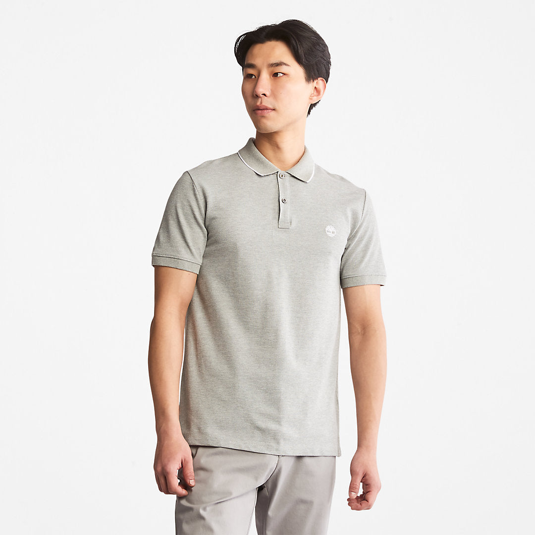 Timberland Mens Millers River Print-Collar Polo Shirt for Men in Grey