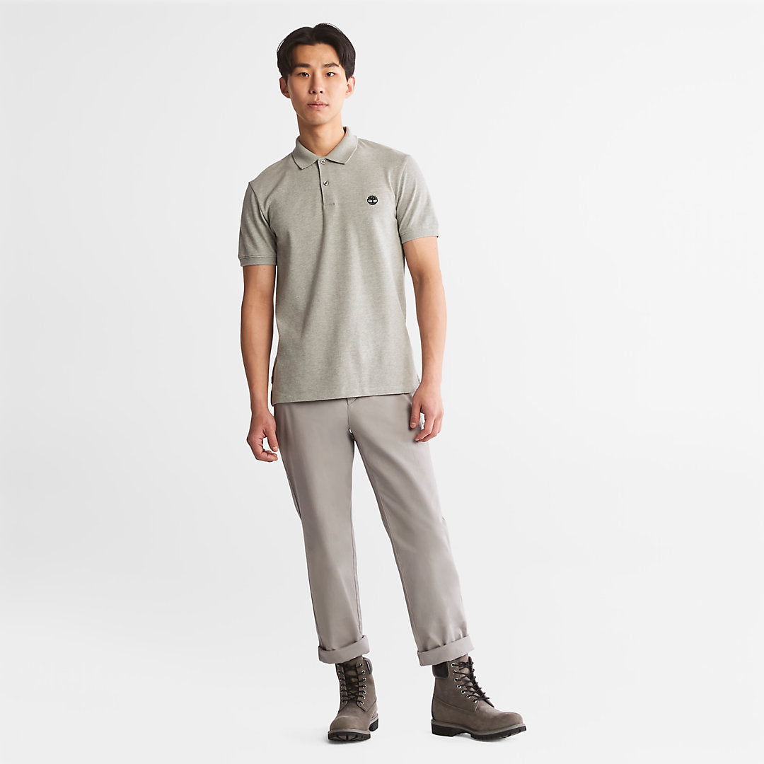 Timberland Mens Millers River Print-Collar Polo Shirt for Men in Grey