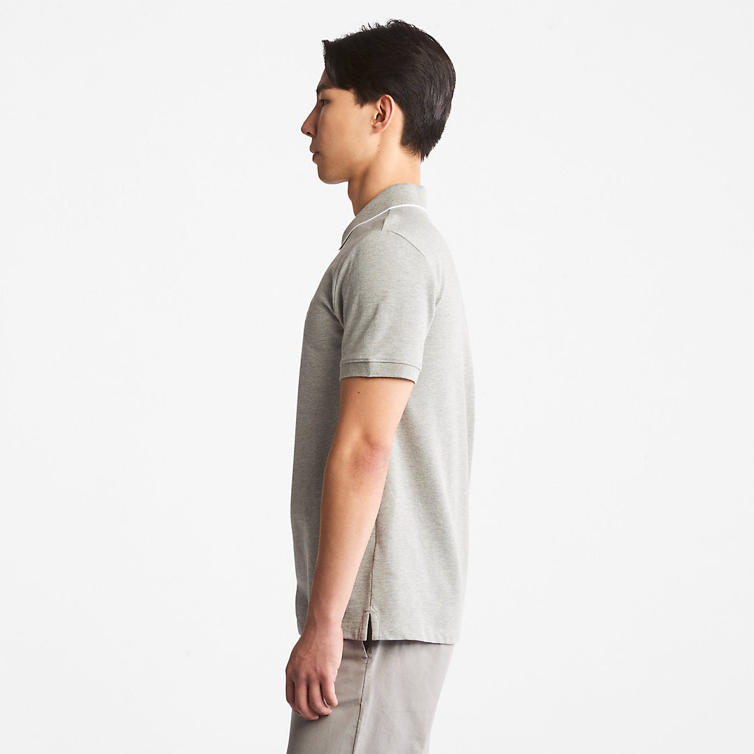 Timberland Mens Millers River Print-Collar Polo Shirt for Men in Grey