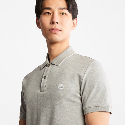 Timberland Mens Millers River Print-Collar Polo Shirt for Men in Grey