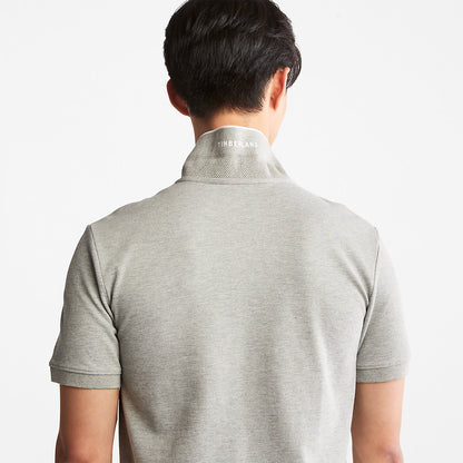 Timberland Mens Millers River Print-Collar Polo Shirt for Men in Grey