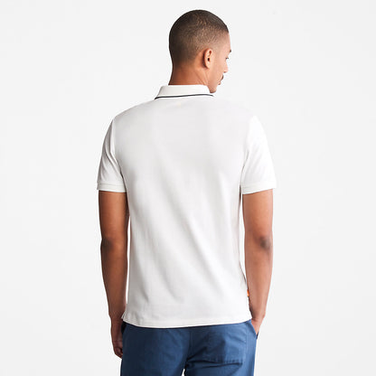 Timberland Mens Millers River Print-Collar Polo Shirt for Men in White