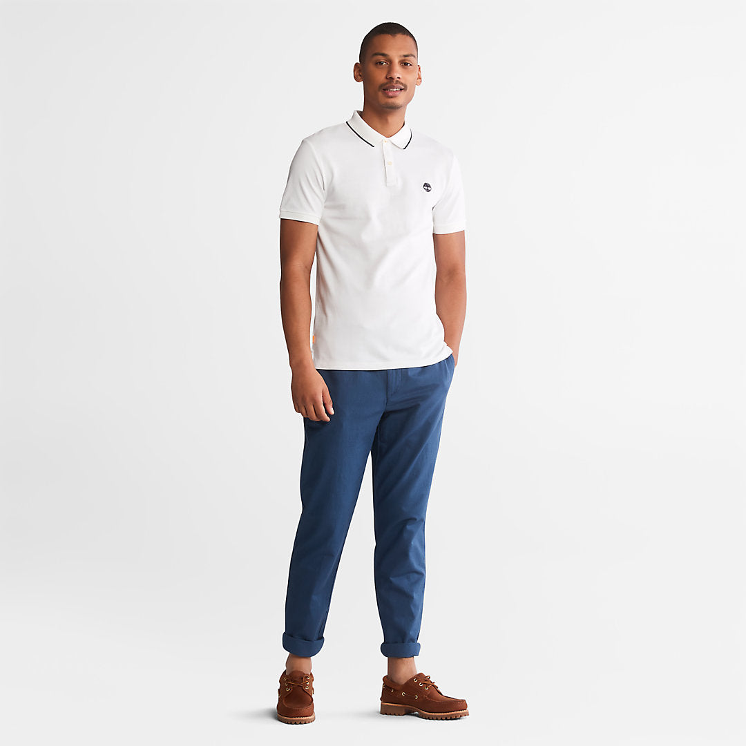 Timberland Mens Millers River Print-Collar Polo Shirt for Men in White