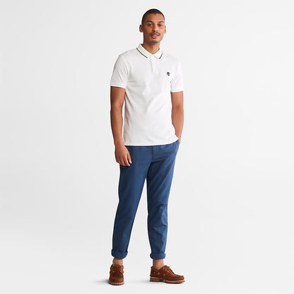 Timberland Mens Millers River Print-Collar Polo Shirt for Men in White