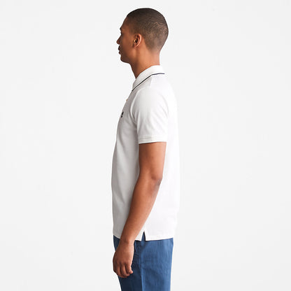 Timberland Mens Millers River Print-Collar Polo Shirt for Men in White