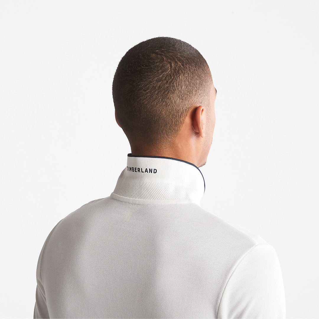 Timberland Mens Millers River Print-Collar Polo Shirt for Men in White