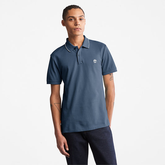 Timberland Mens Millers River Print-Collar Polo Shirt for Men in Blue