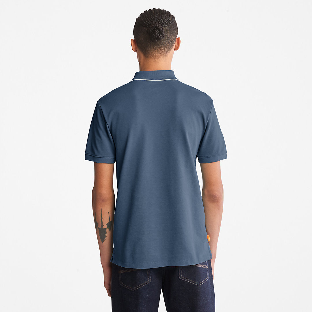 Timberland Mens Millers River Print-Collar Polo Shirt for Men in Blue