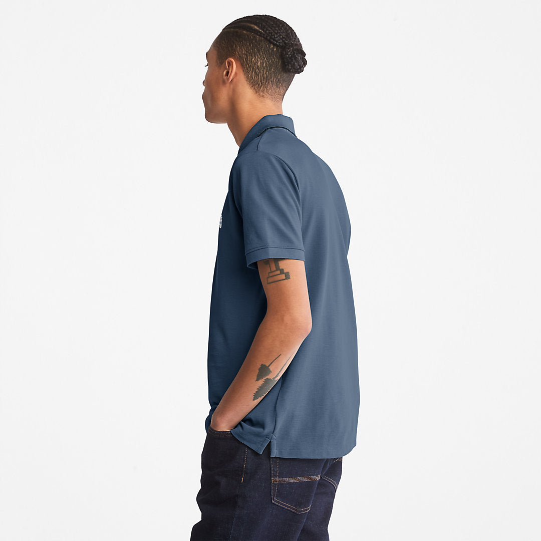 Timberland Mens Millers River Print-Collar Polo Shirt for Men in Blue