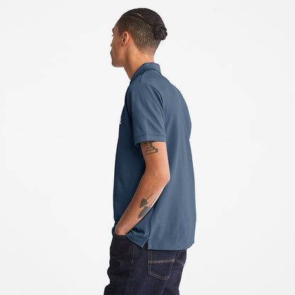 Timberland Mens Millers River Print-Collar Polo Shirt for Men in Blue