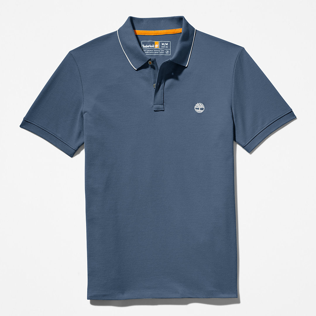 Timberland Mens Millers River Print-Collar Polo Shirt for Men in Blue