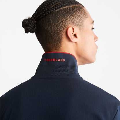 Timberland Mens Millers River Print-Collar Polo Shirt for Men in Navy