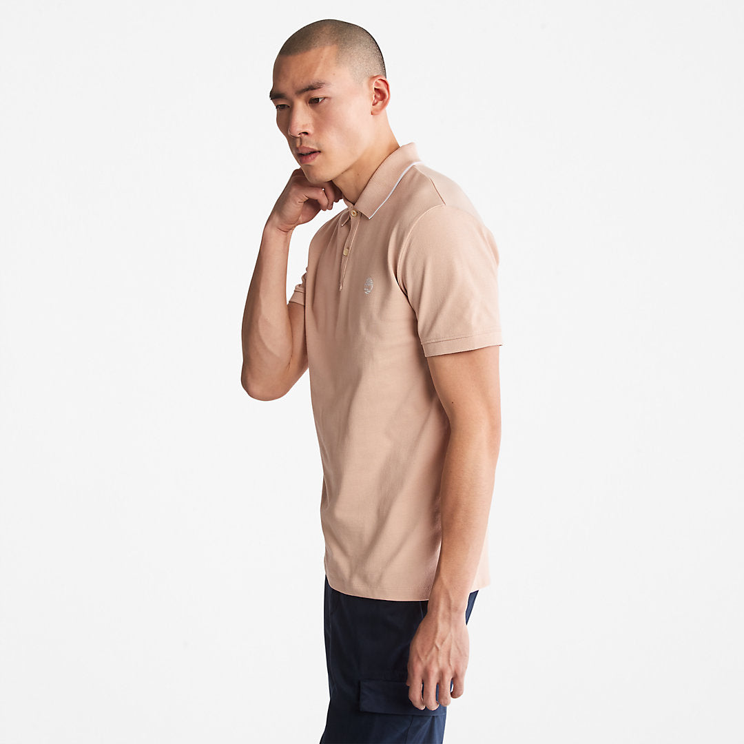 Timberland Mens Millers River Print-Collar Polo Shirt for Men in Light Pink