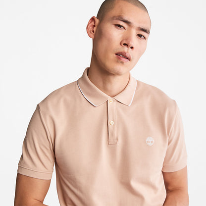 Timberland Mens Millers River Print-Collar Polo Shirt for Men in Light Pink