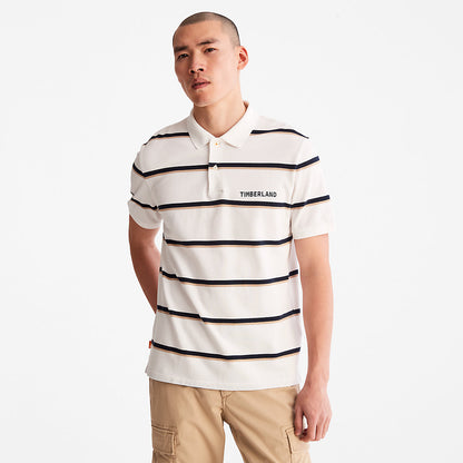 Timberland Mens Zealand River Striped Polo Shirt for Men in White