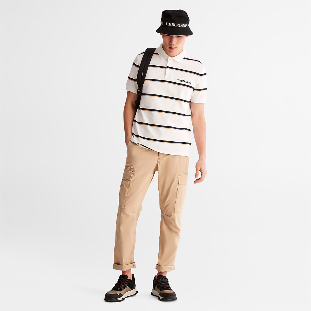 Timberland Mens Zealand River Striped Polo Shirt for Men in White