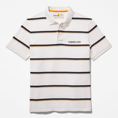 Timberland Mens Zealand River Striped Polo Shirt for Men in White