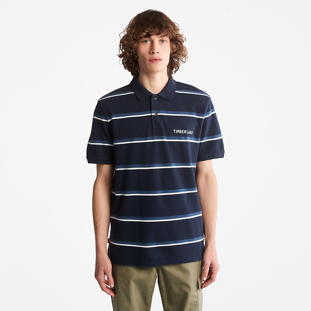 Timberland Mens Zealand River Striped Polo Shirt for Men in Navy