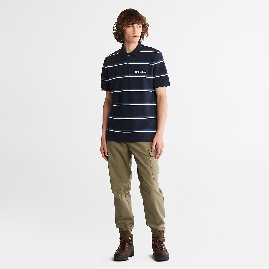 Timberland Mens Zealand River Striped Polo Shirt for Men in Navy