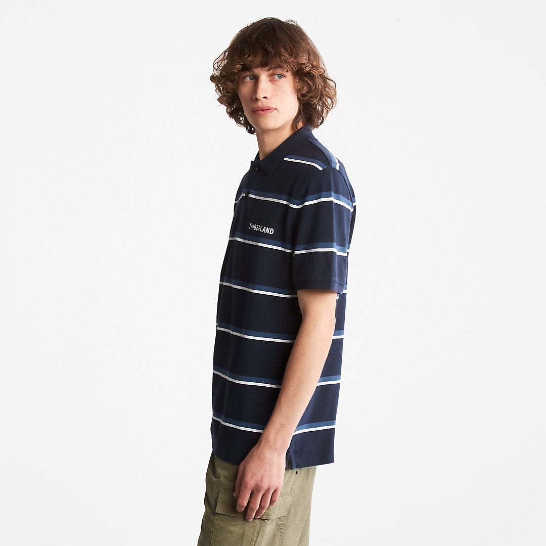 Timberland Mens Zealand River Striped Polo Shirt for Men in Navy
