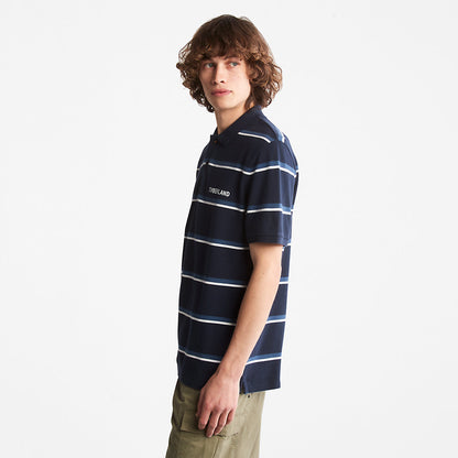 Timberland Mens Zealand River Striped Polo Shirt for Men in Navy