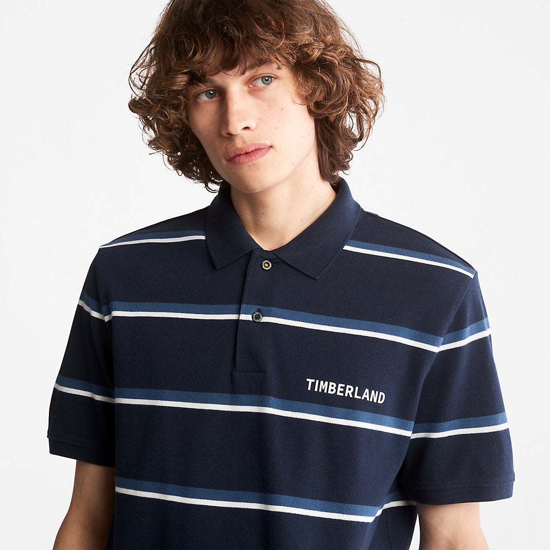 Timberland Mens Zealand River Striped Polo Shirt for Men in Navy