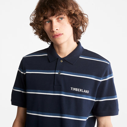 Timberland Mens Zealand River Striped Polo Shirt for Men in Navy