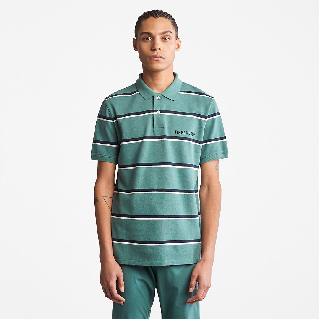 Timberland Mens Zealand River Striped Polo Shirt for Men in Green