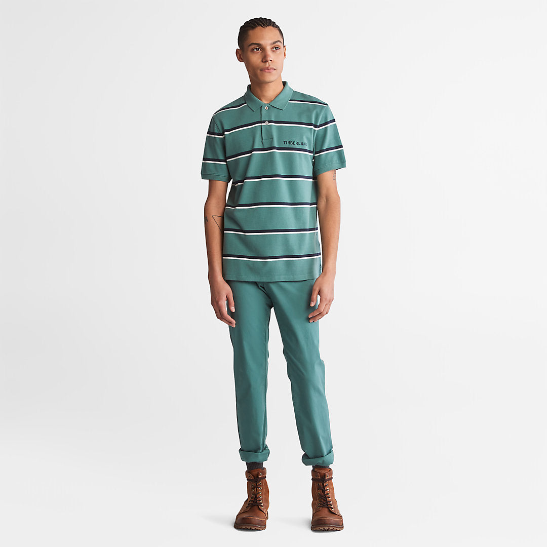 Timberland Mens Zealand River Striped Polo Shirt for Men in Green
