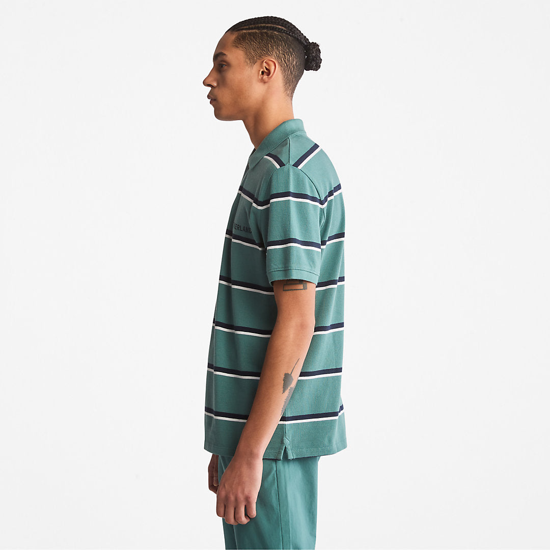 Timberland Mens Zealand River Striped Polo Shirt for Men in Green