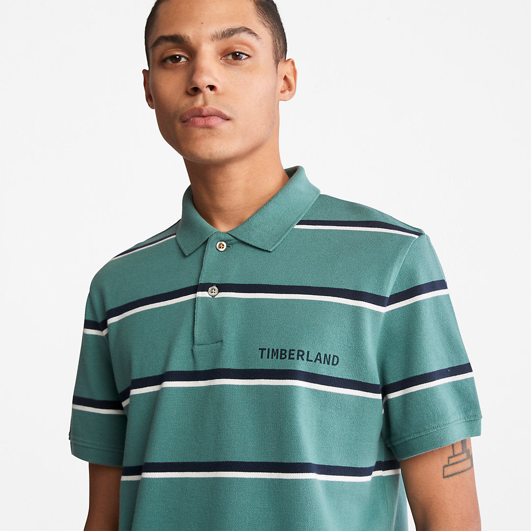 Timberland Mens Zealand River Striped Polo Shirt for Men in Green