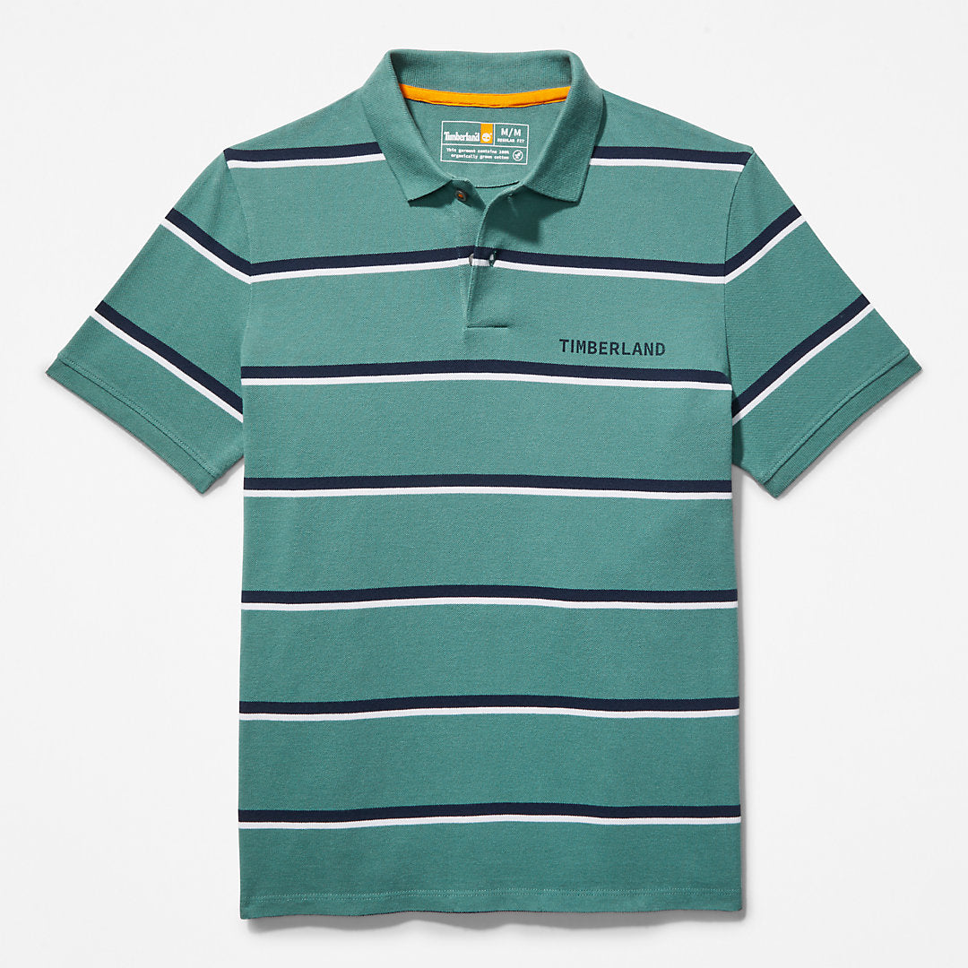 Timberland Mens Zealand River Striped Polo Shirt for Men in Green