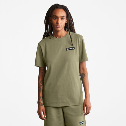 Timberland Mens All Gender Heavyweight Badge T-Shirt in Dark Green