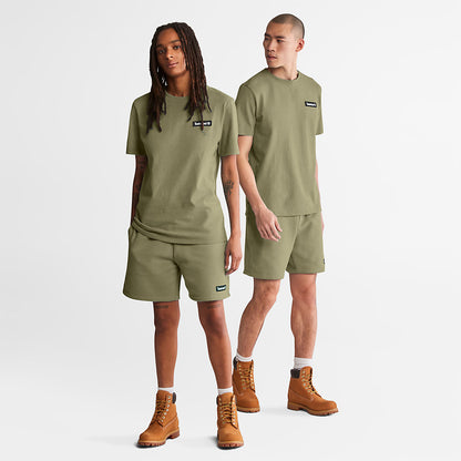 Timberland Mens All Gender Heavyweight Badge T-Shirt in Dark Green