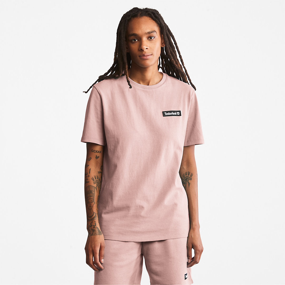 Timberland Mens All Gender Heavyweight Badge T-Shirt in Pink