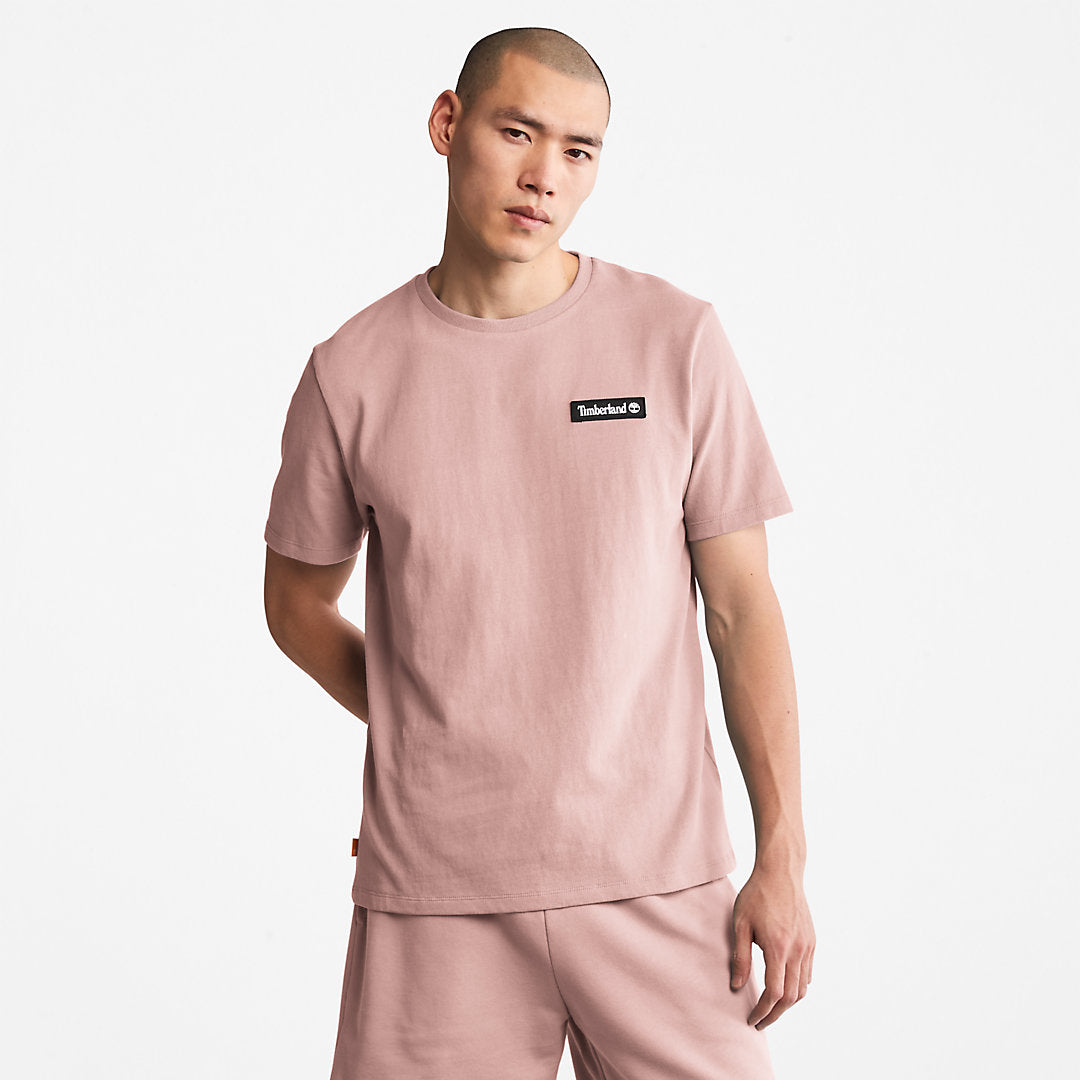 Timberland Mens All Gender Heavyweight Badge T-Shirt in Pink