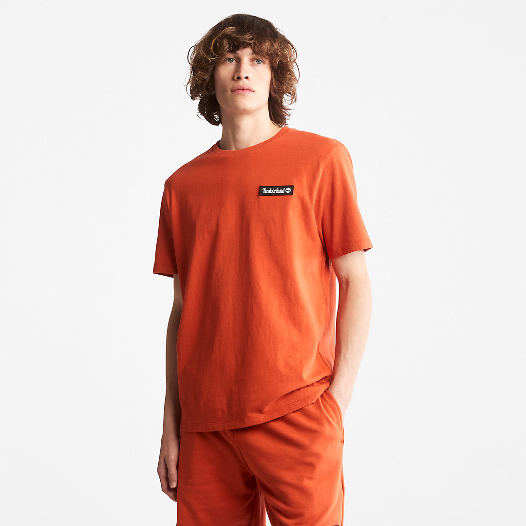 Timberland Mens All Gender Heavyweight Badge T-Shirt in Orange