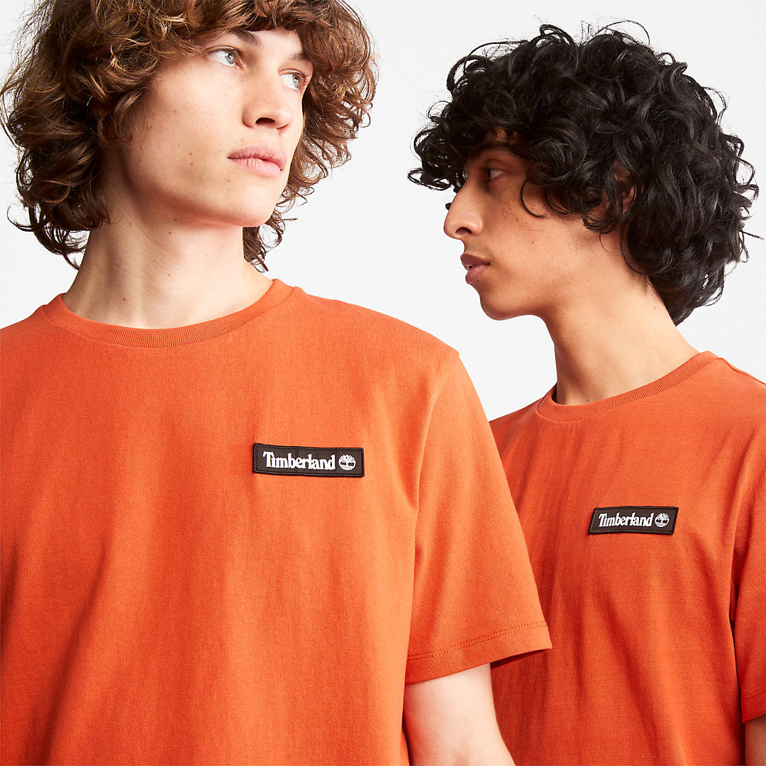 Timberland Mens All Gender Heavyweight Badge T-Shirt in Orange